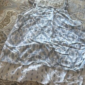 Blue and White Patterned Tank Top